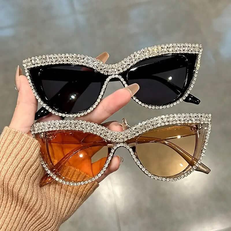 2-Pieces: Bling Rhinestone Cat Eye Sunglasses DailySale