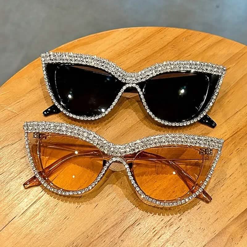 2-Pieces: Bling Rhinestone Cat Eye Sunglasses DailySale
