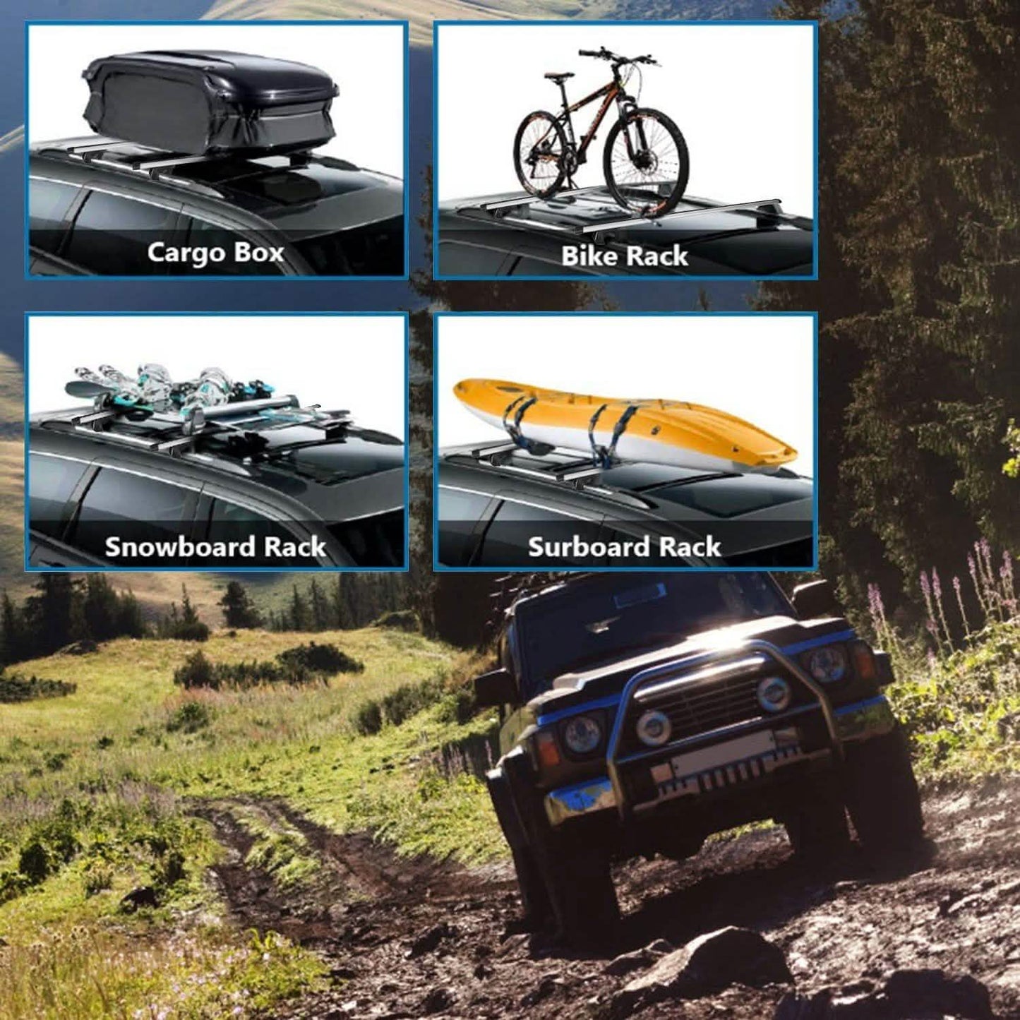 2-Pieces: Car Roof Top Crossbar Rack DailySale