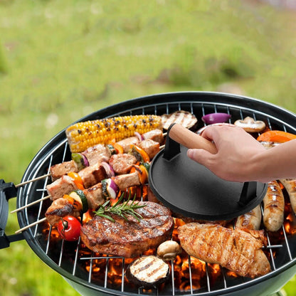 2-Pieces: Cast Iron Grill Press Pre-Seasoned Steak Weights Smash Burger Press DailySale