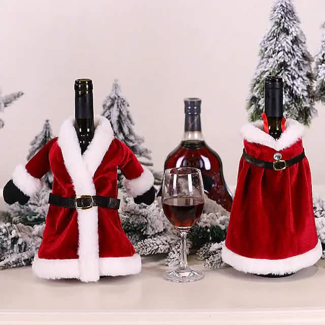2-Pieces: Christmas Wine Bottle Cover Merry Christmas Decor DailySale