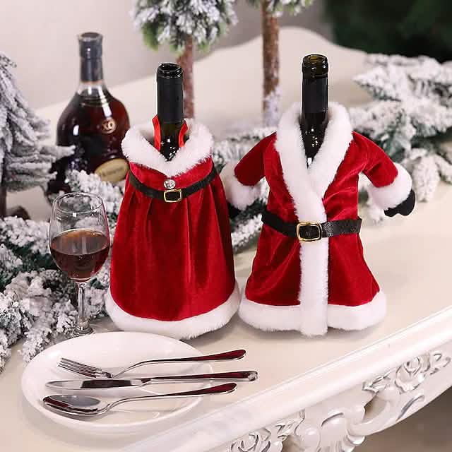 2-Pieces: Christmas Wine Bottle Cover Merry Christmas Decor DailySale