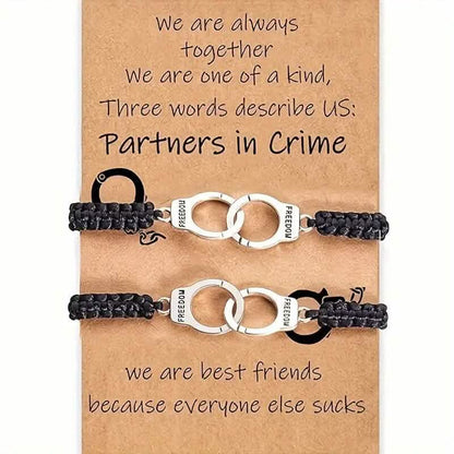 2-Pieces: Classic Vintage Handcuff Charm Friendship Bracelets DailySale