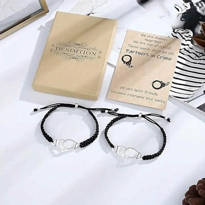 2-Pieces: Classic Vintage Handcuff Charm Friendship Bracelets DailySale