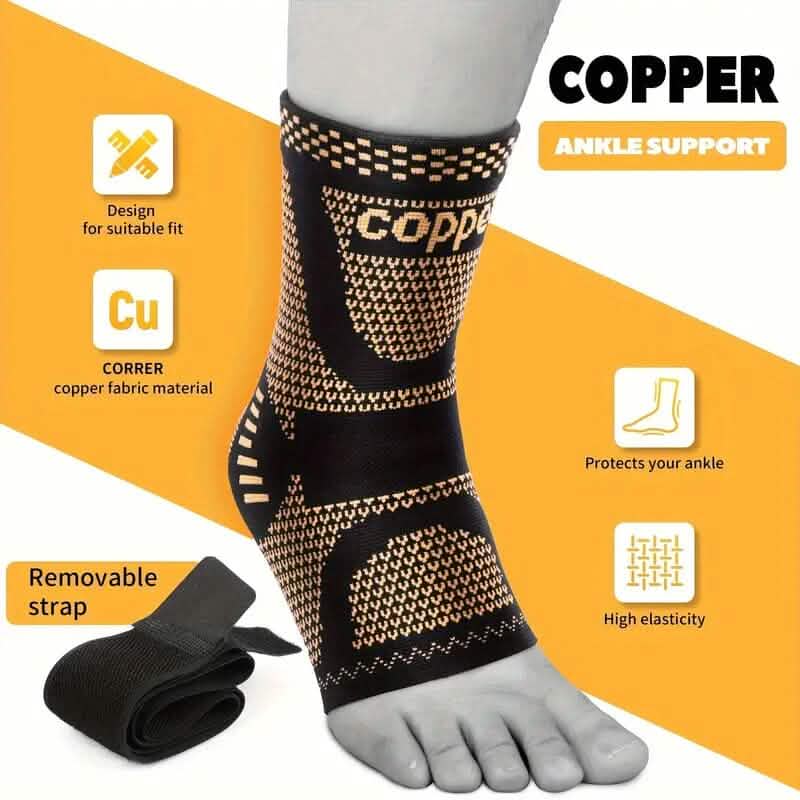 2-Pieces: Copper Adjustable Compression Ankle Guards DailySale