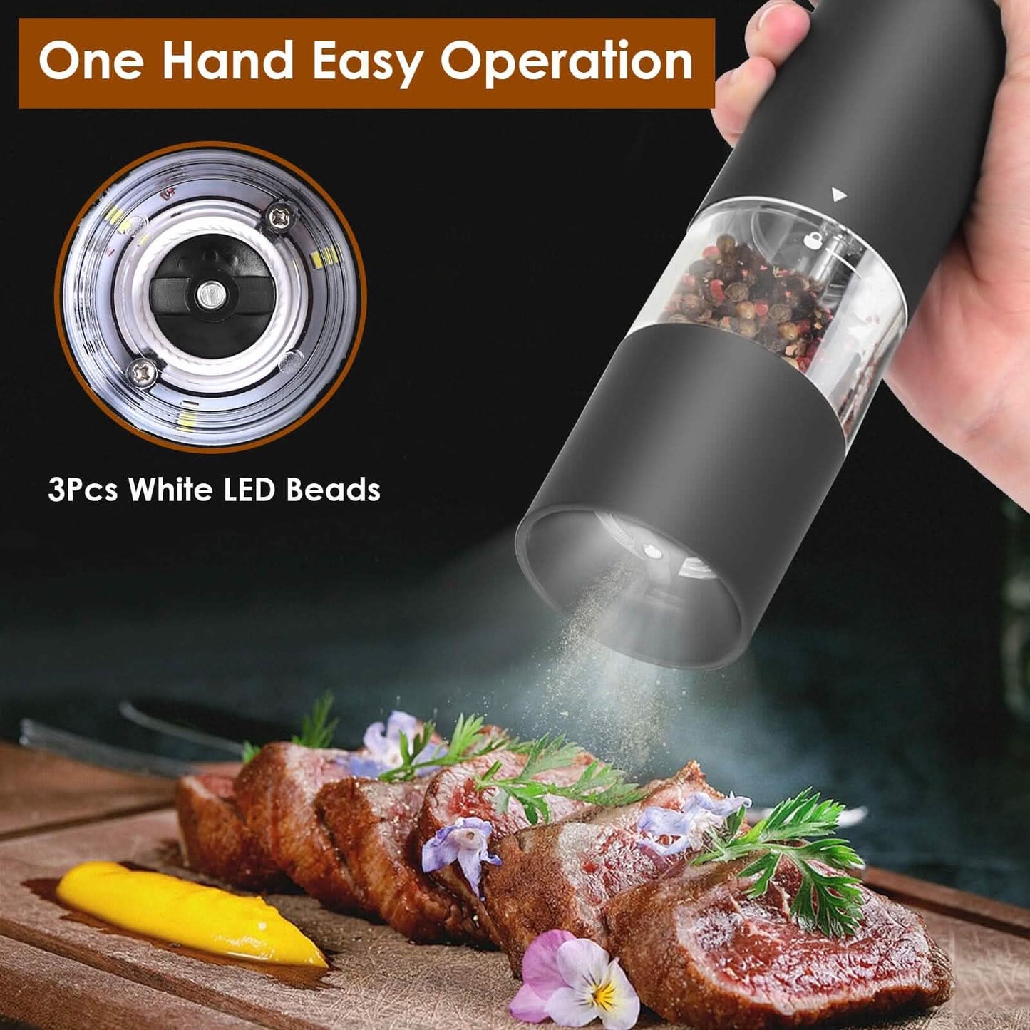 2-Pieces: Electric Salt and Pepper Grinder Battery Powered with Adjustable Coarseness DailySale