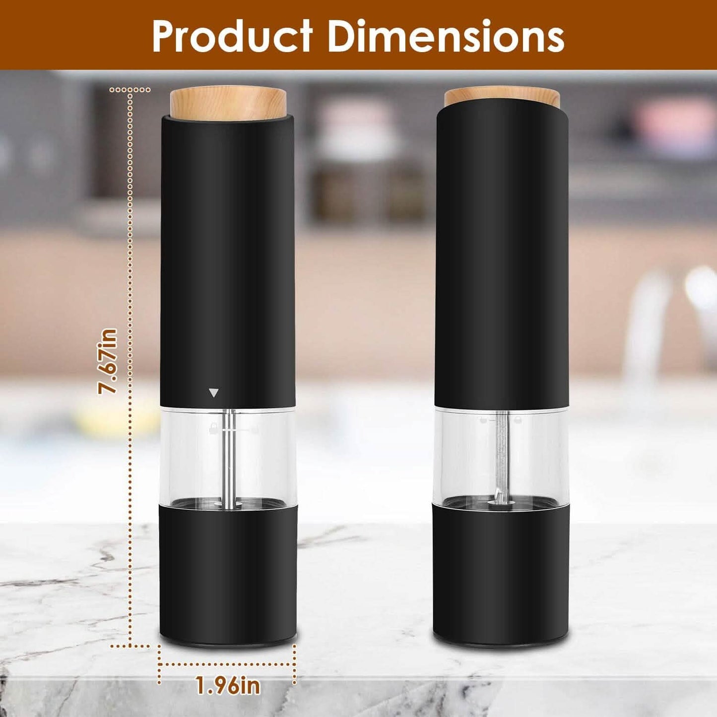 2-Pieces: Electric Salt and Pepper Grinder Battery Powered with Adjustable Coarseness DailySale