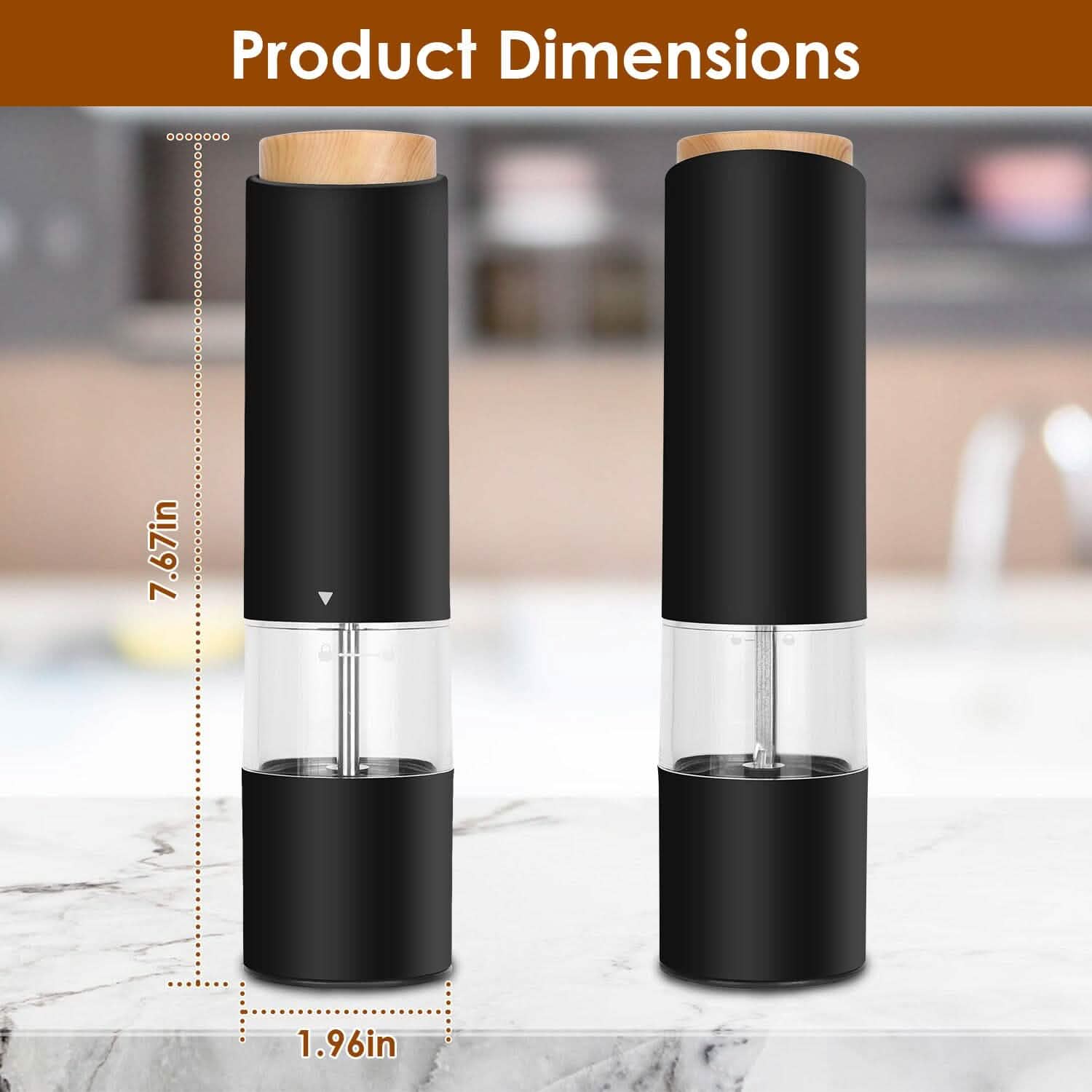 2-Pieces: Electric Salt and Pepper Grinder Battery Powered with Adjustable Coarseness DailySale