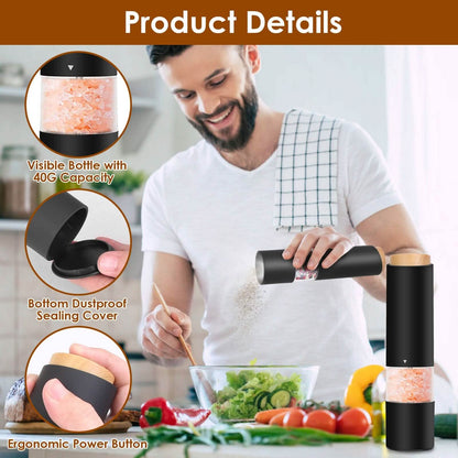 2-Pieces: Electric Salt and Pepper Grinder Battery Powered with Adjustable Coarseness DailySale