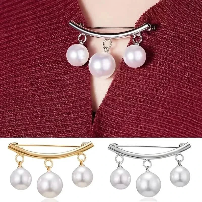2-Pieces: Faux Pearl Neck Tie Pin Buckle Faux Pendant DailySale
