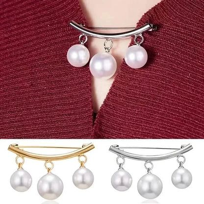 2-Pieces: Faux Pearl Neck Tie Pin Buckle Faux Pendant DailySale