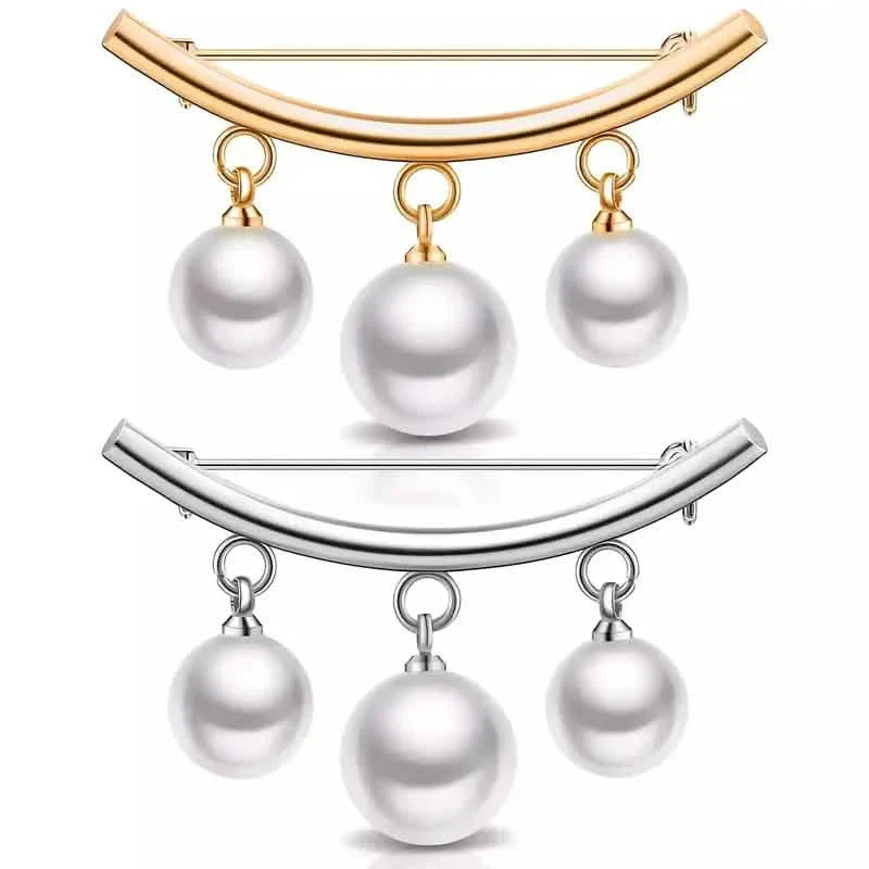 2-Pieces: Faux Pearl Neck Tie Pin Buckle Faux Pendant DailySale