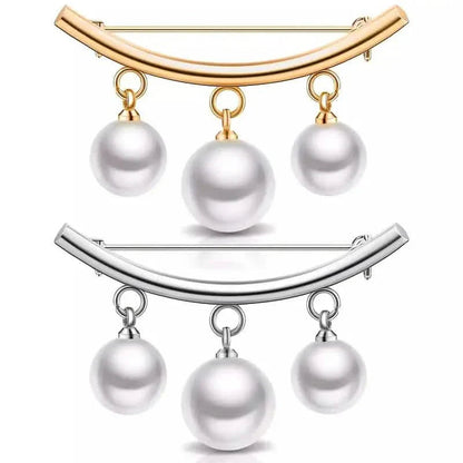 2-Pieces: Faux Pearl Neck Tie Pin Buckle Faux Pendant DailySale