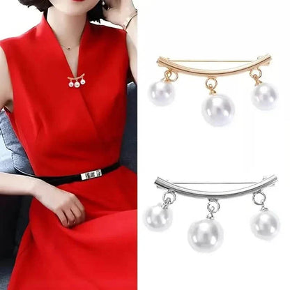 2-Pieces: Faux Pearl Neck Tie Pin Buckle Faux Pendant DailySale