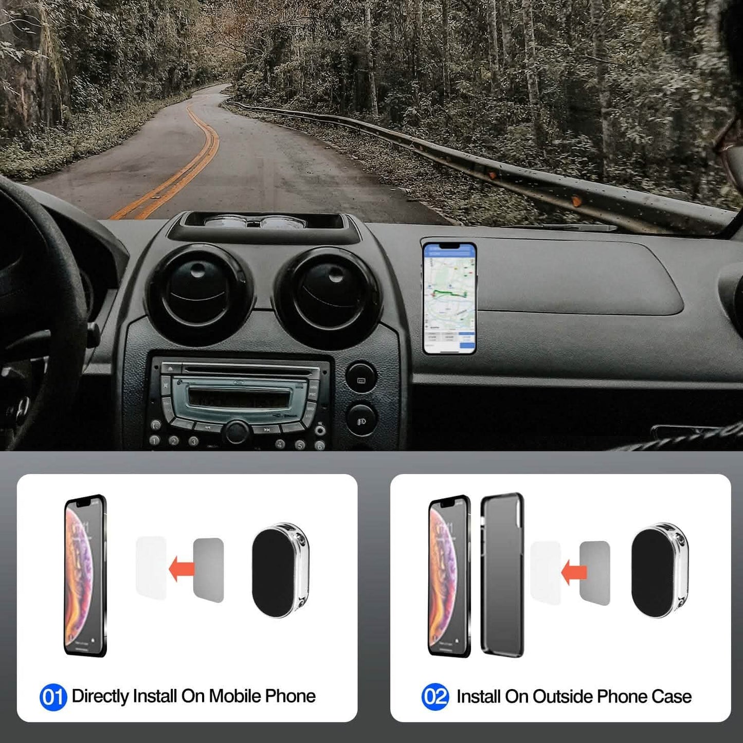 2-Pieces: Foldable Magnetic Car Phone Holder DailySale