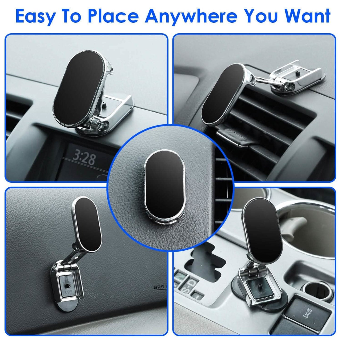 2-Pieces: Foldable Magnetic Car Phone Holder DailySale