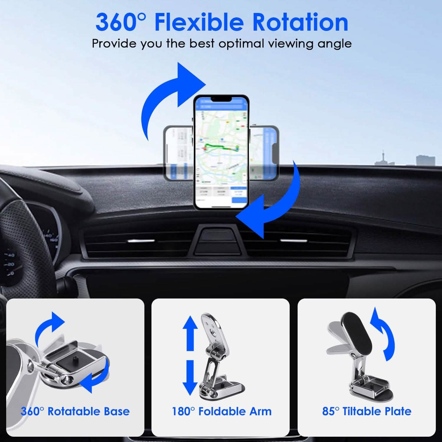 2-Pieces: Foldable Magnetic Car Phone Holder DailySale