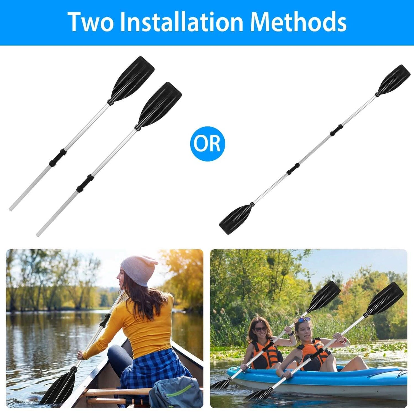2-Pieces: Kayak Paddles Aluminum Alloy Detachable Canoe DailySale