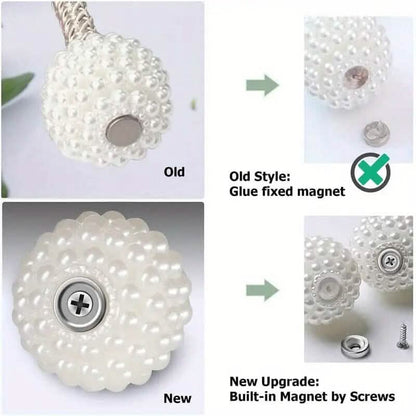 2-Pieces: Magnetic Curtain Tiebacks with Faux Pearls DailySale