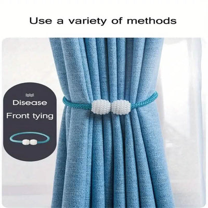 2-Pieces: Magnetic Curtain Tiebacks with Faux Pearls DailySale