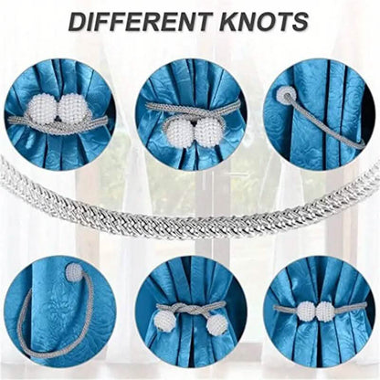 2-Pieces: Magnetic Curtain Tiebacks with Faux Pearls DailySale