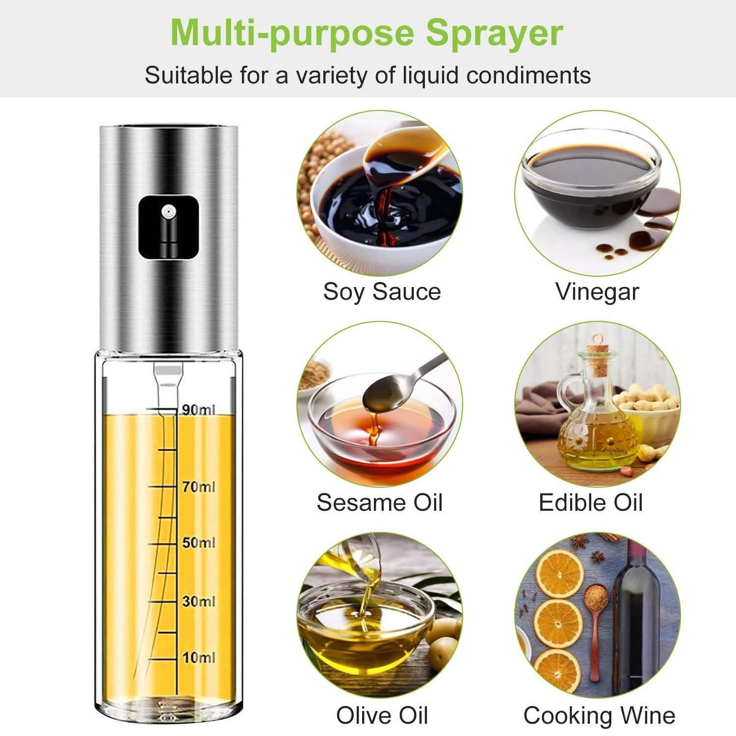 2-Pieces: Oil Dispenser Mister Refillable Stainless Steel Glass Vinegar with Measurement Oil Control Diet DailySale