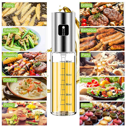2-Pieces: Oil Dispenser Mister Refillable Stainless Steel Glass Vinegar with Measurement Oil Control Diet DailySale