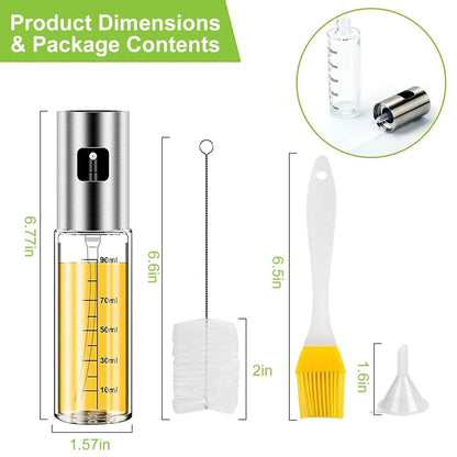 2-Pieces: Oil Dispenser Mister Refillable Stainless Steel Glass Vinegar with Measurement Oil Control Diet DailySale