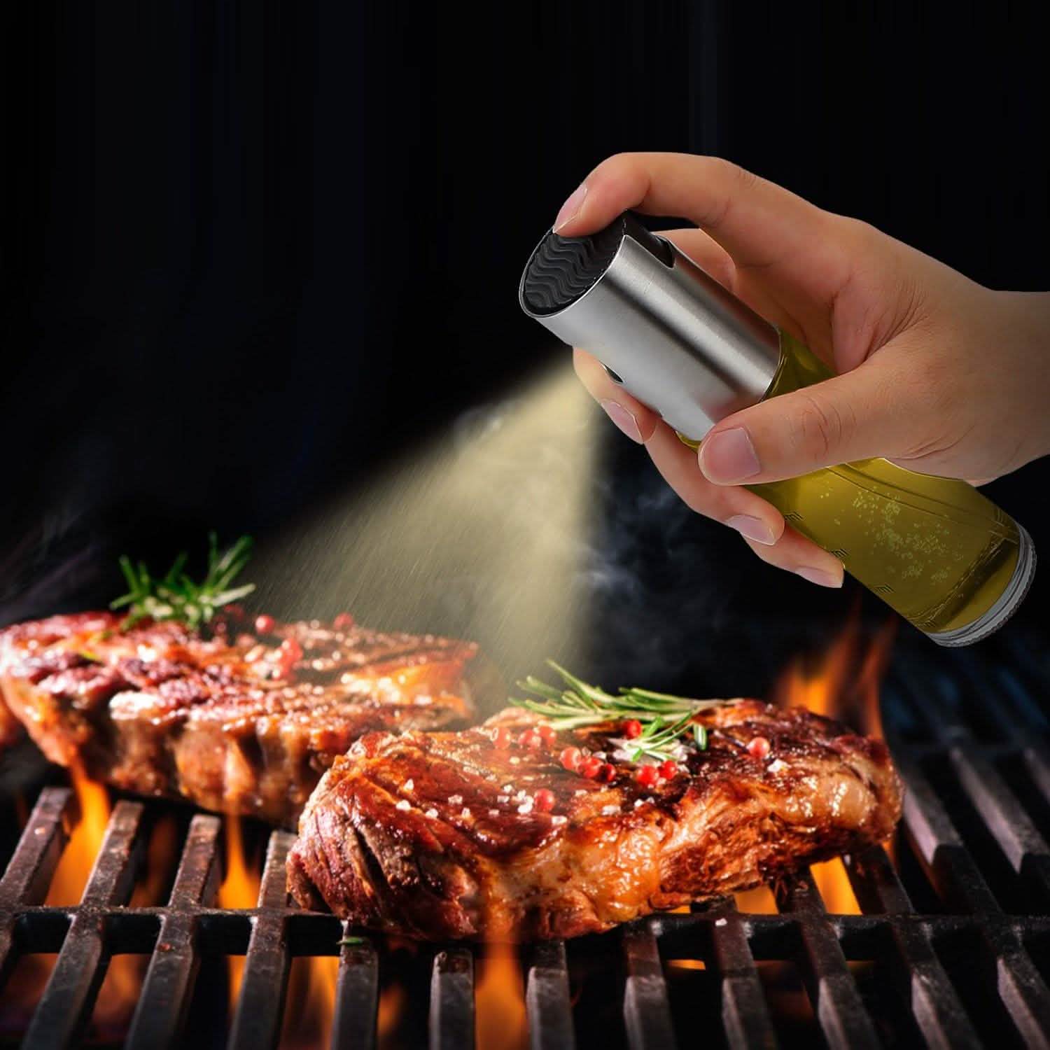 2-Pieces: Oil Dispenser Mister Refillable Stainless Steel Glass Vinegar with Measurement Oil Control Diet DailySale