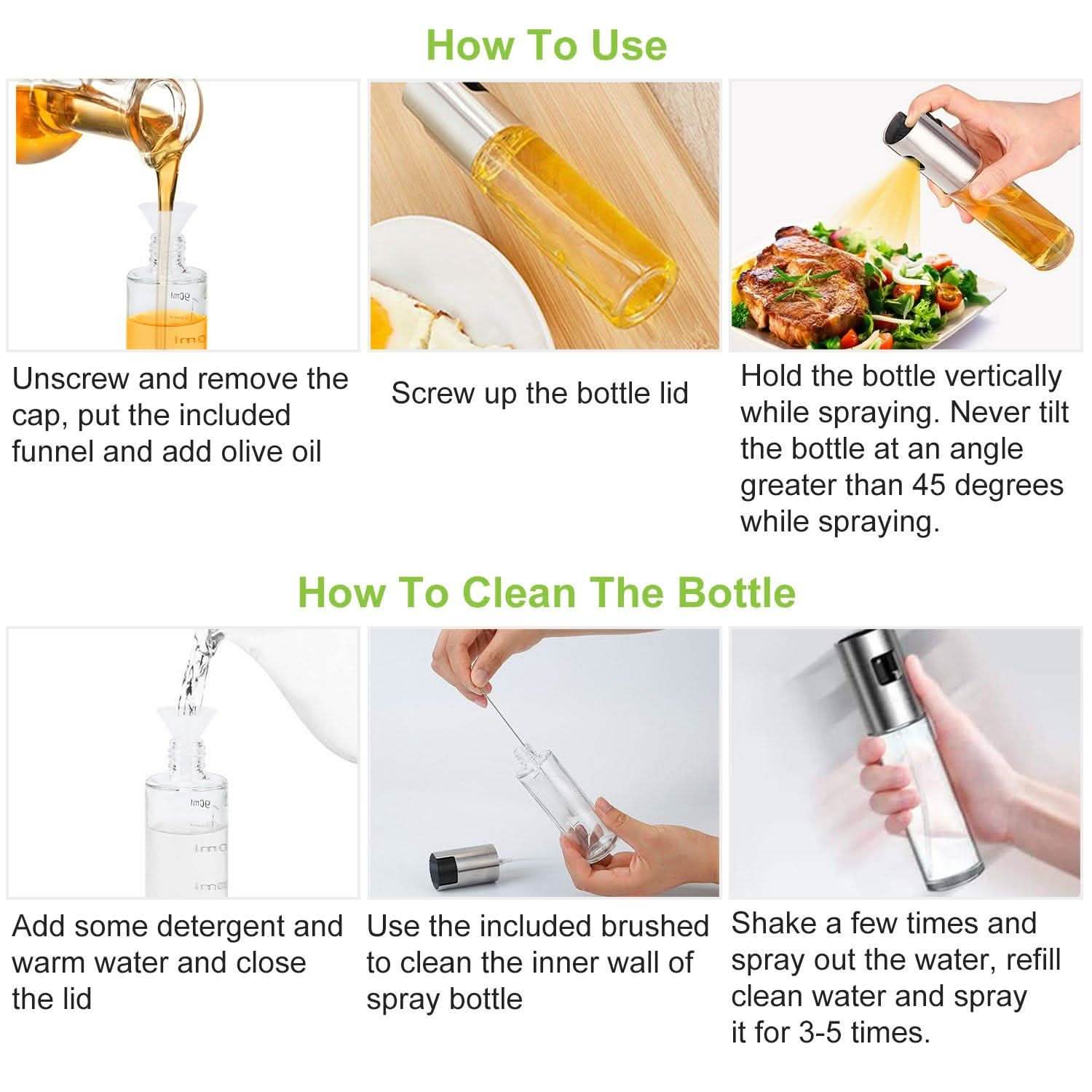 2-Pieces: Oil Dispenser Mister Refillable Stainless Steel Glass Vinegar with Measurement Oil Control Diet DailySale