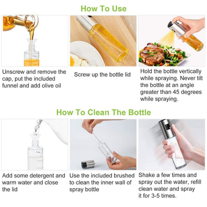 2-Pieces: Oil Dispenser Mister Refillable Stainless Steel Glass Vinegar with Measurement Oil Control Diet DailySale