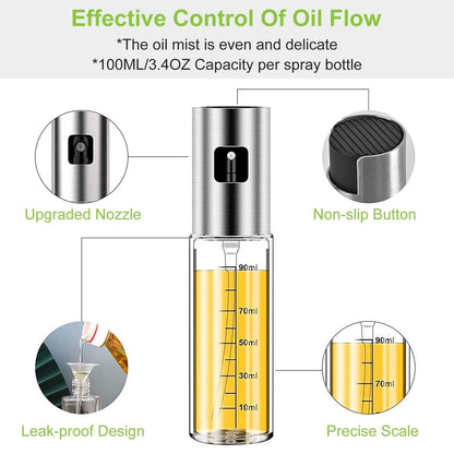 2-Pieces: Oil Dispenser Mister Refillable Stainless Steel Glass Vinegar with Measurement Oil Control Diet DailySale
