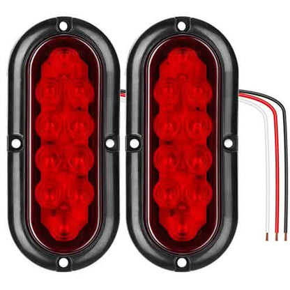2-Pieces: Oval LED Brake Light 10 LED Lamp Stop Turn Tail Light DailySale