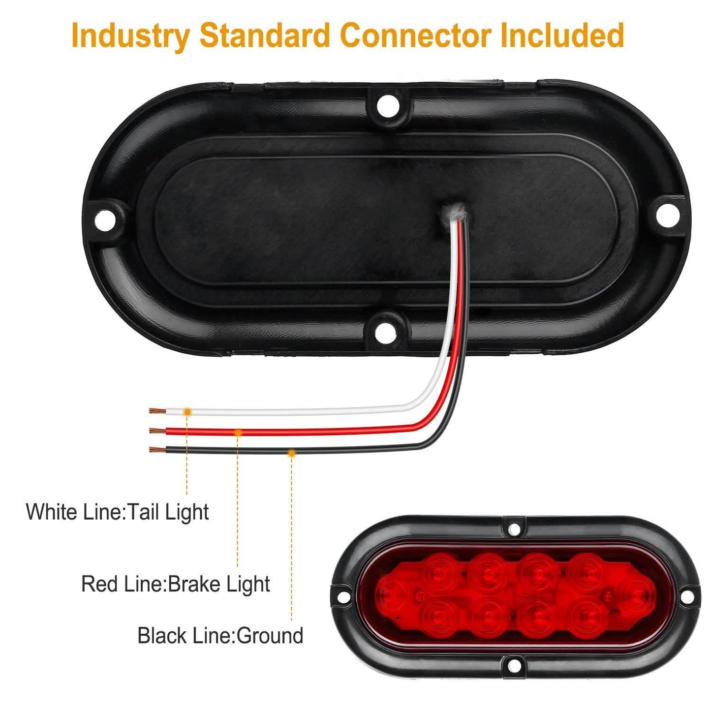 2-Pieces: Oval LED Brake Light 10 LED Lamp Stop Turn Tail Light DailySale