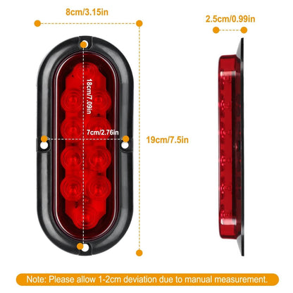 2-Pieces: Oval LED Brake Light 10 LED Lamp Stop Turn Tail Light DailySale