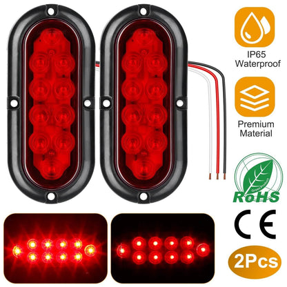 2-Pieces: Oval LED Brake Light 10 LED Lamp Stop Turn Tail Light DailySale