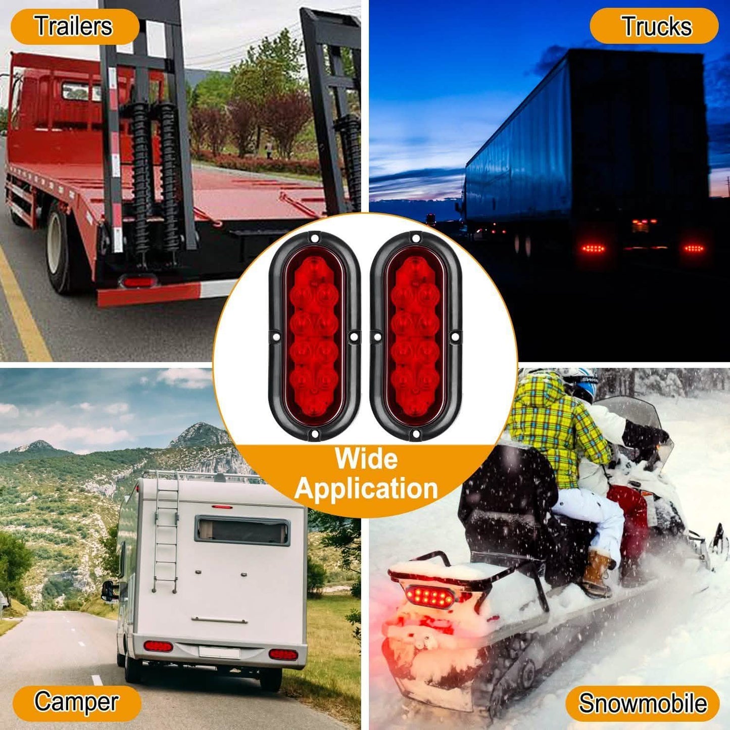 2-Pieces: Oval LED Brake Light 10 LED Lamp Stop Turn Tail Light DailySale