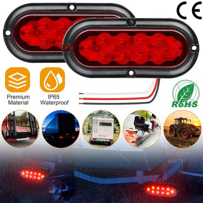 2-Pieces: Oval LED Brake Light 10 LED Lamp Stop Turn Tail Light DailySale