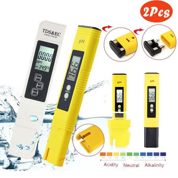 2-Pieces: PH Meter TDS EC LCD Water Purity PPM Filter Hydroponic Pool Tester Tool DailySale