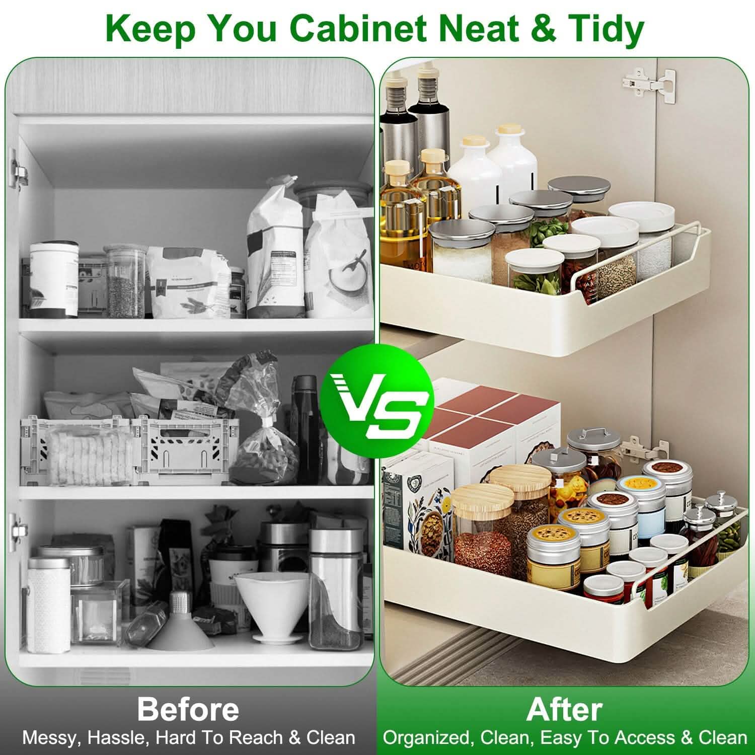 2-Pieces: Pull Out Cabinet Organizers DailySale