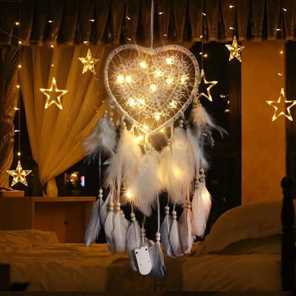 2-Pieces: Romantic LED Dream Catcher with Feather Dreamcatcher Night Light DailySale