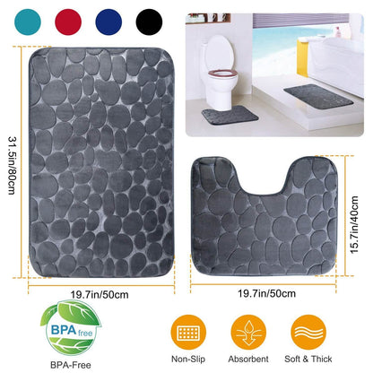 2-Pieces Set: Bathroom Rugs Luxury Flannel Non-Slip DailySale