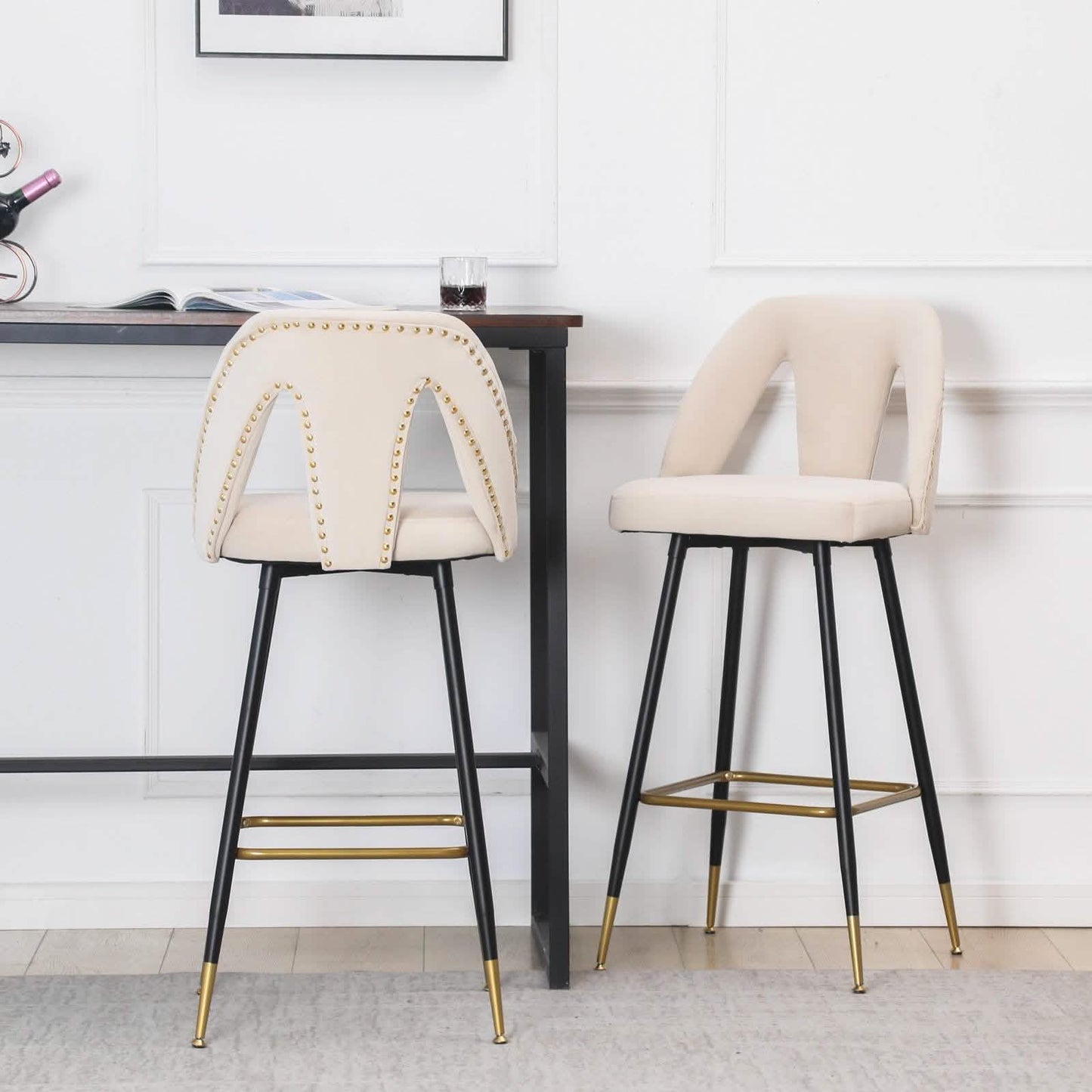 2-Pieces Set: Contemporary Upholstered Barstool DailySale