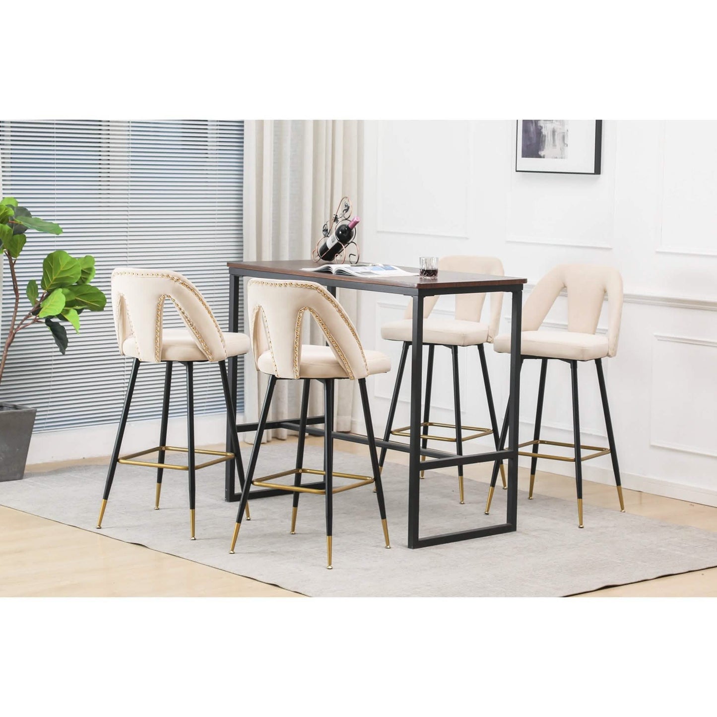 2-Pieces Set: Contemporary Upholstered Barstool DailySale