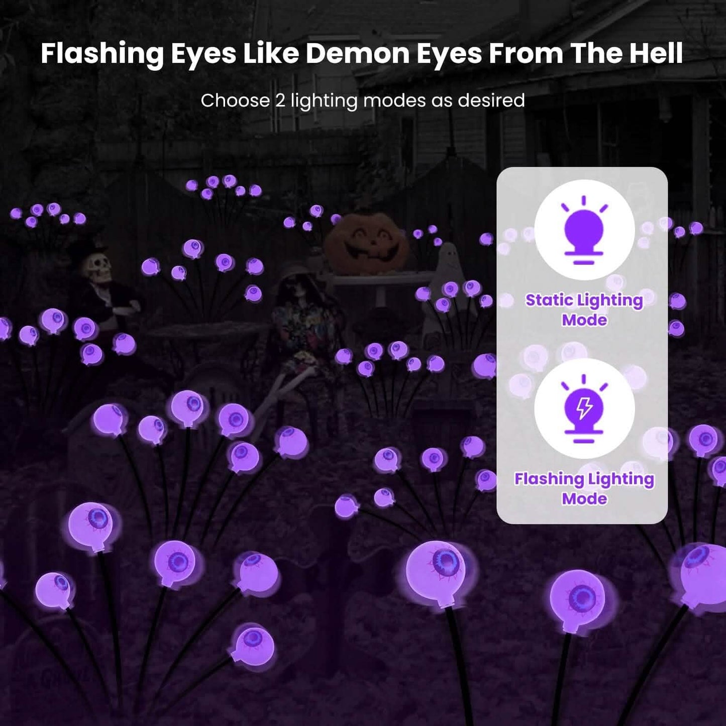2-Pieces: Solar Scary Eyeball Lights Halloween Decoration Swaying Light DailySale