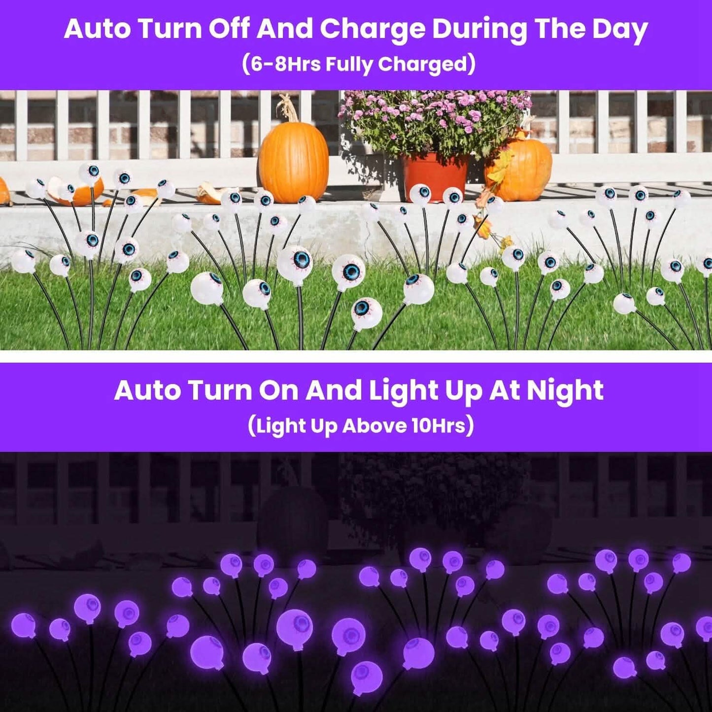 2-Pieces: Solar Scary Eyeball Lights Halloween Decoration Swaying Light DailySale