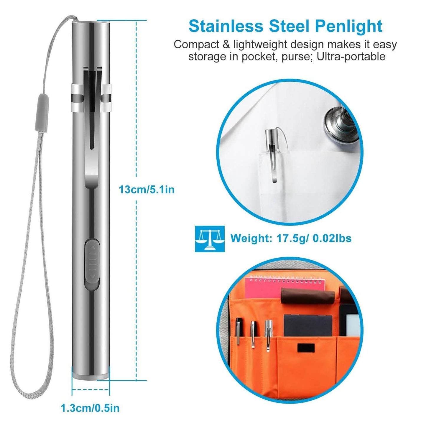 2-Pieces: Stainless Steel Flashlight Repair Water Resistant for Medical Students DailySale