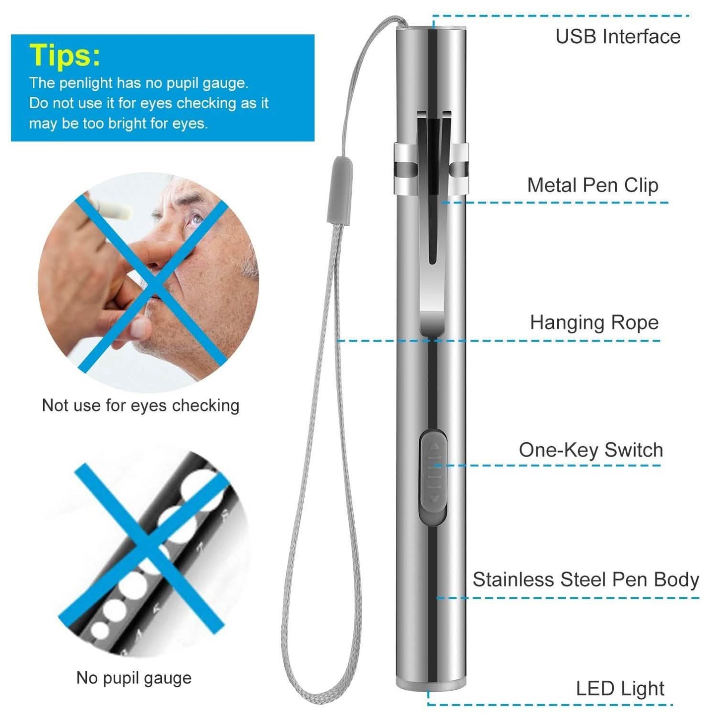 2-Pieces: Stainless Steel Flashlight Repair Water Resistant for Medical Students DailySale
