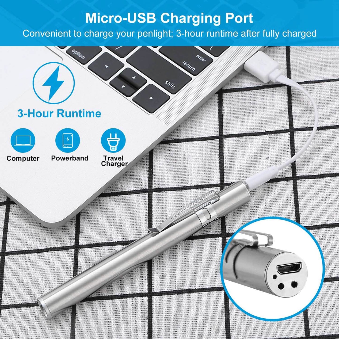 2-Pieces: Stainless Steel Flashlight Repair Water Resistant for Medical Students DailySale