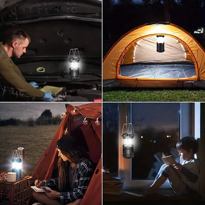 2-Pieces: Super Bright LED Camping Lantern - Portable and Collapsible Emergency Flashlight with Battery Power DailySale